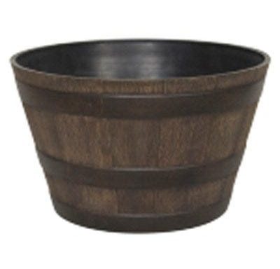 Whiskey Barrel Planter, Resin, 15.5-In. Diam.